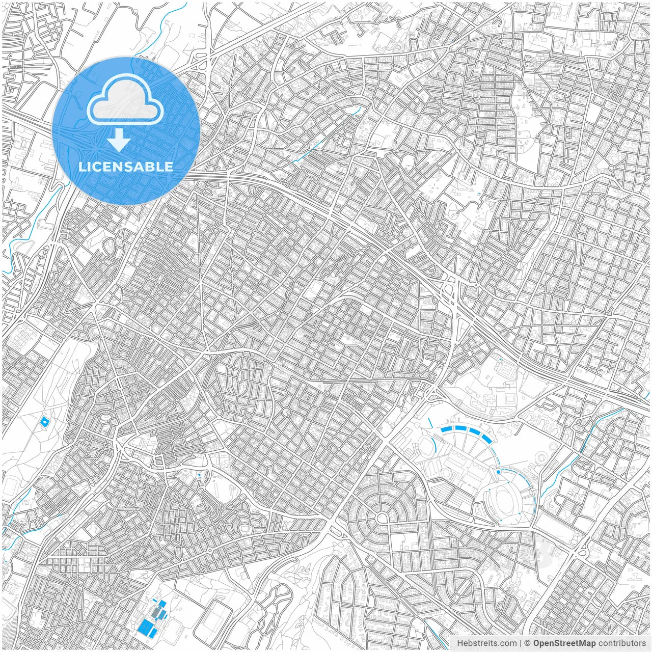 Irakleio, Attica, Greece, city map with high resolution roads.