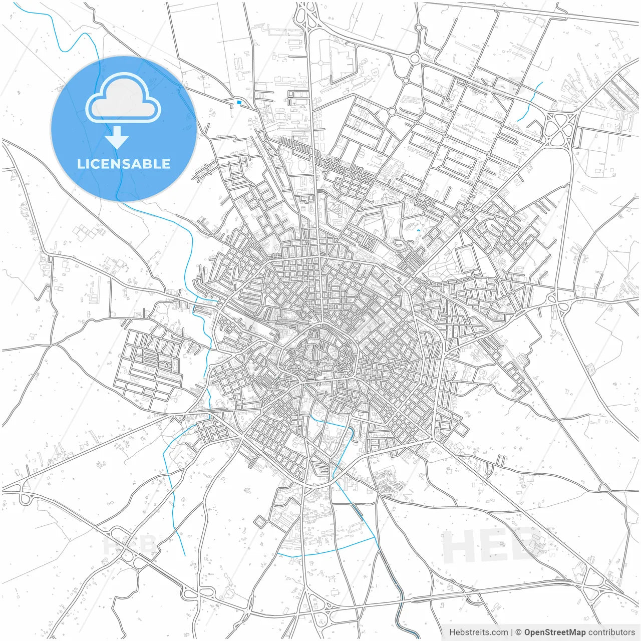 Andria, Apulia, Italy, city map with high resolution roads.