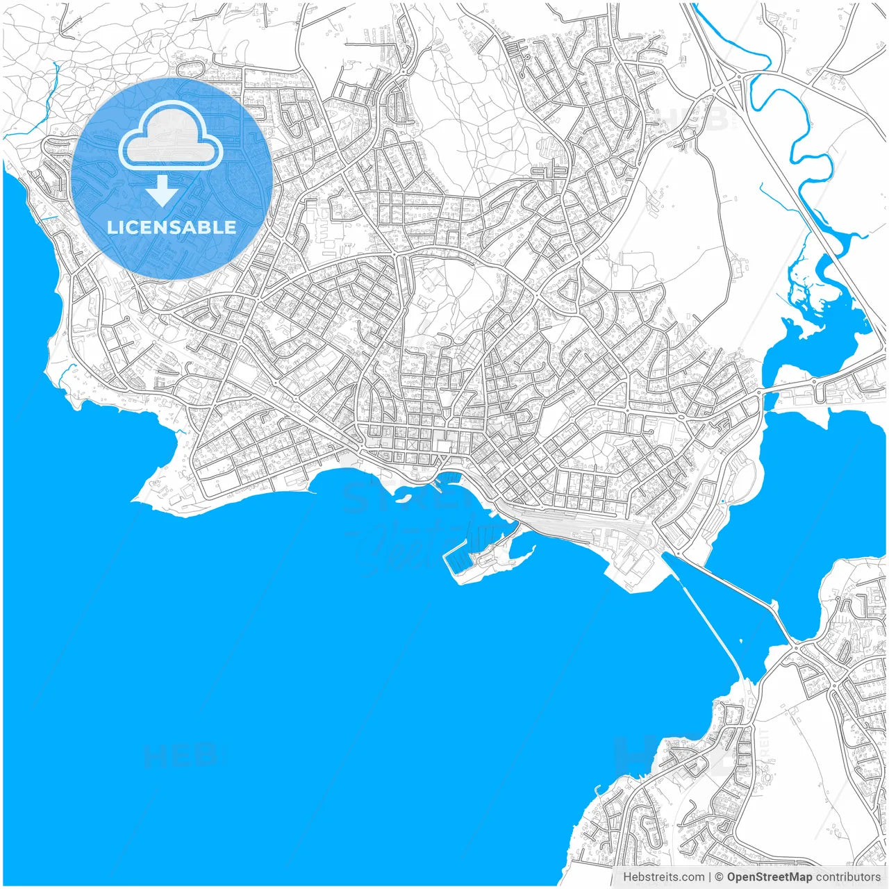 Hamar, Hedmark, Norway, city map with high resolution roads.