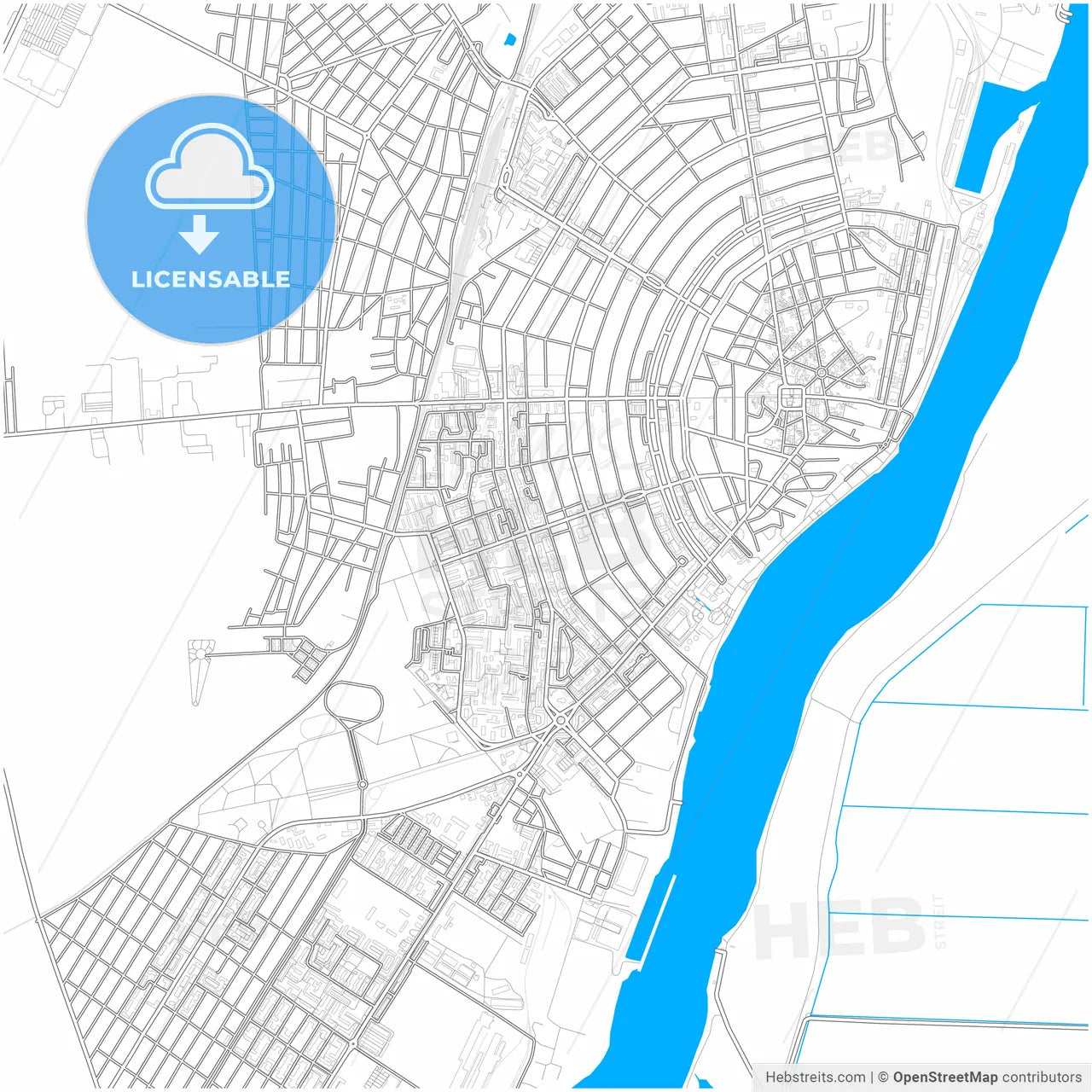 Brăila, Brăila, Romania, city map with high resolution roads.