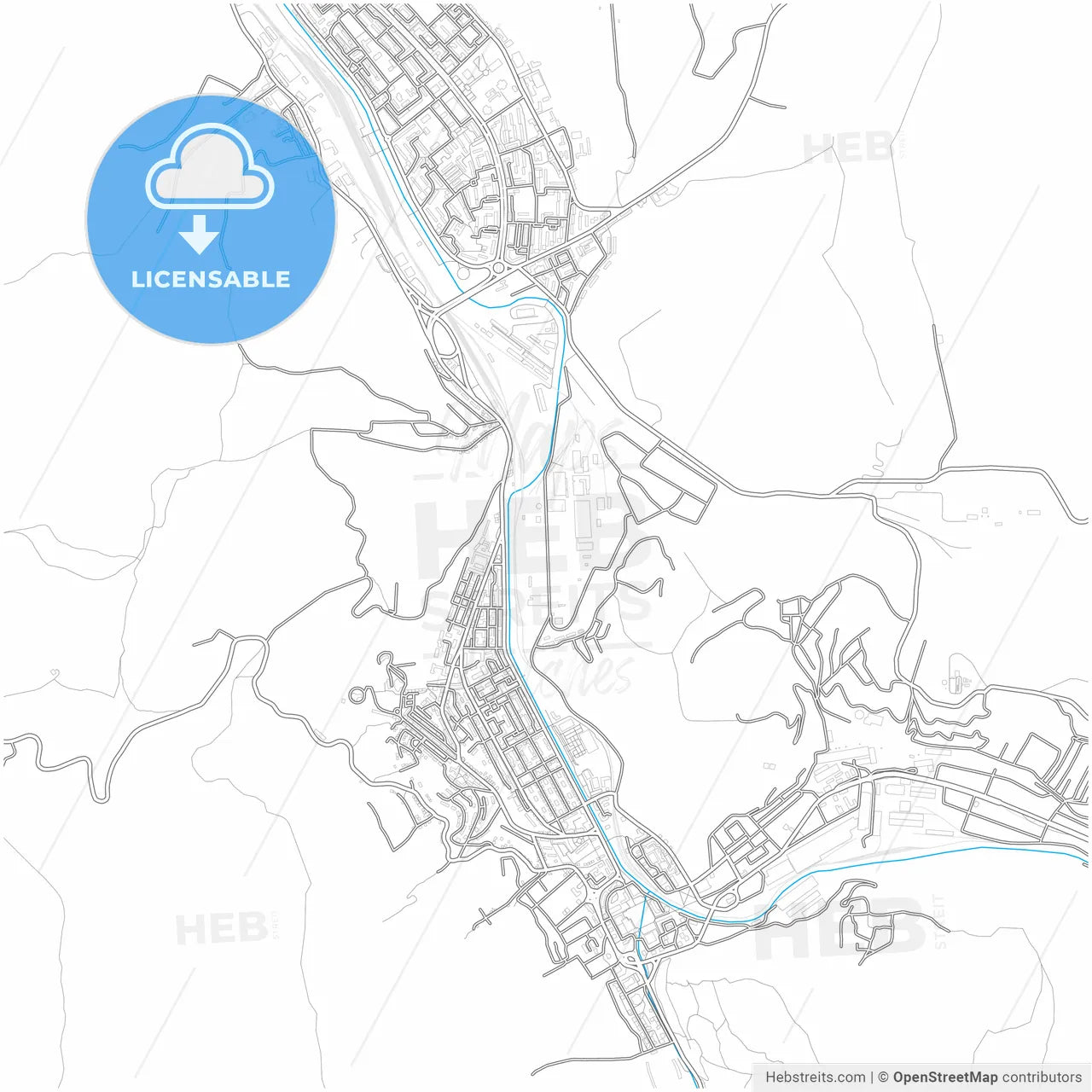 Reșița, Caraș-Severin, Romania, city map with high resolution roads.