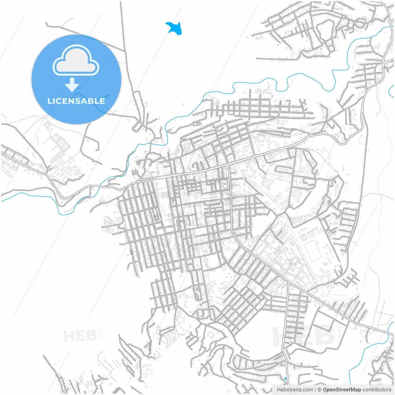 Buynaksk, Republic of Dagestan, Russia, city map with high resolution roads.