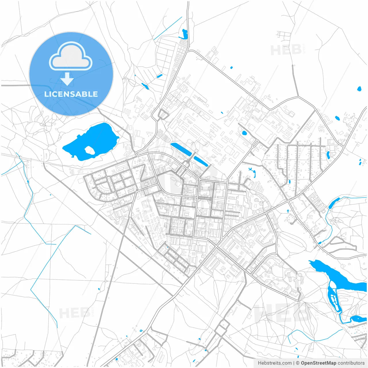Fryazino, Moscow Oblast, Russia, city map with high resolution roads.