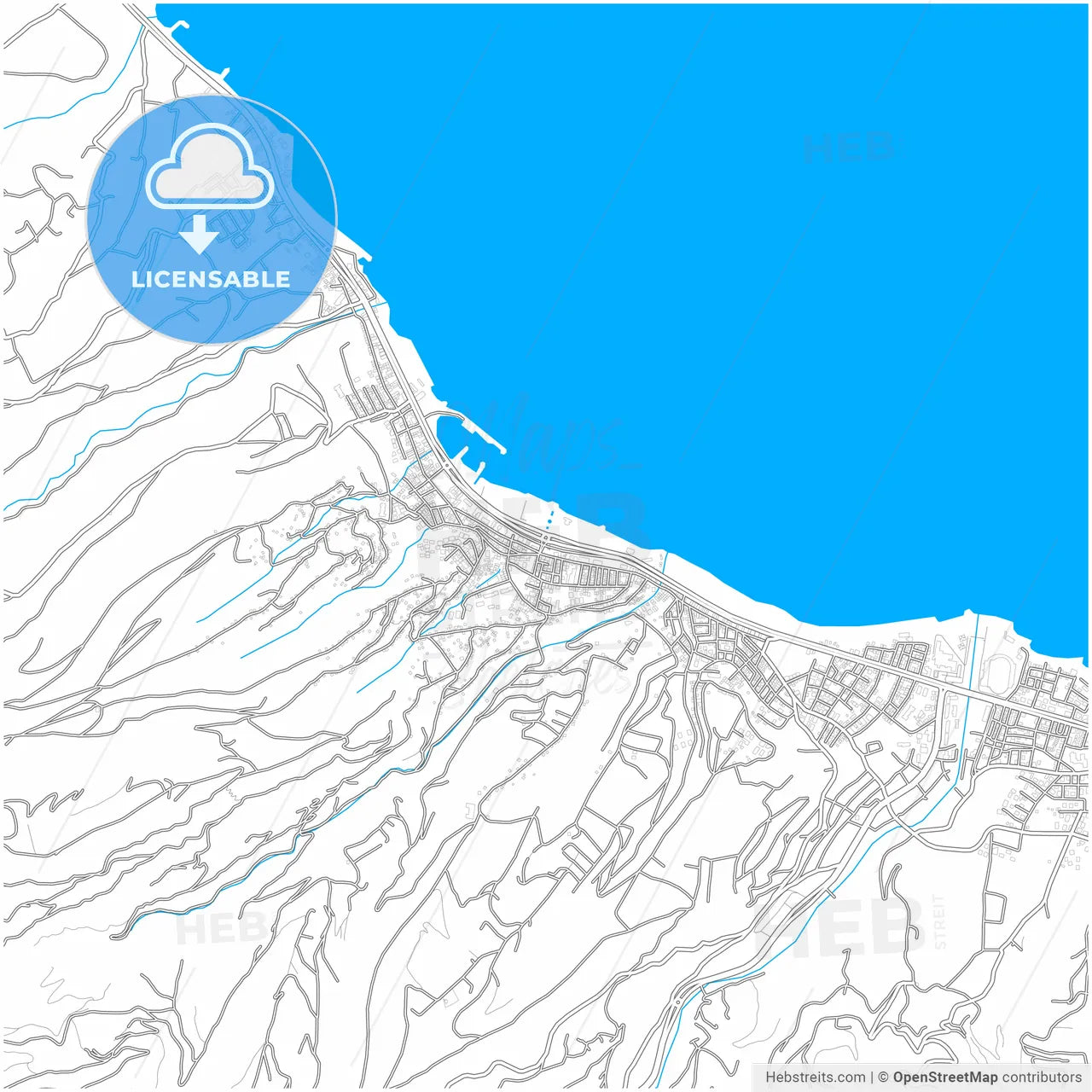 Akçaabat, Trabzon, Turkey, city map with high resolution roads.