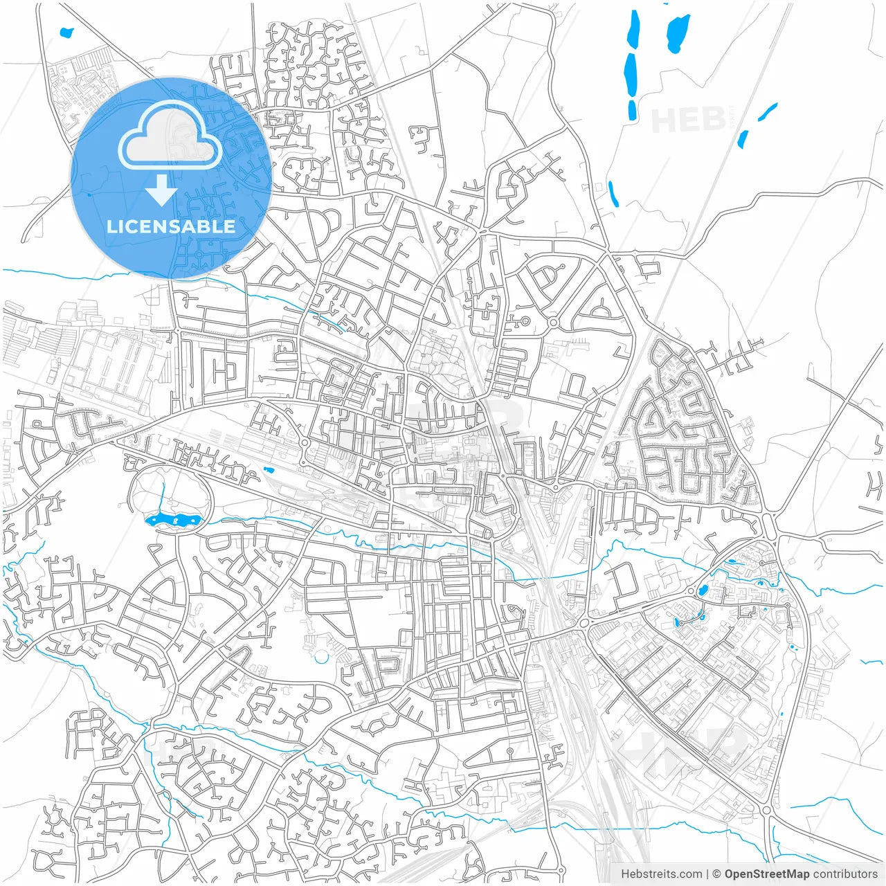 Crewe, North West England, England, city map with high resolution roads.