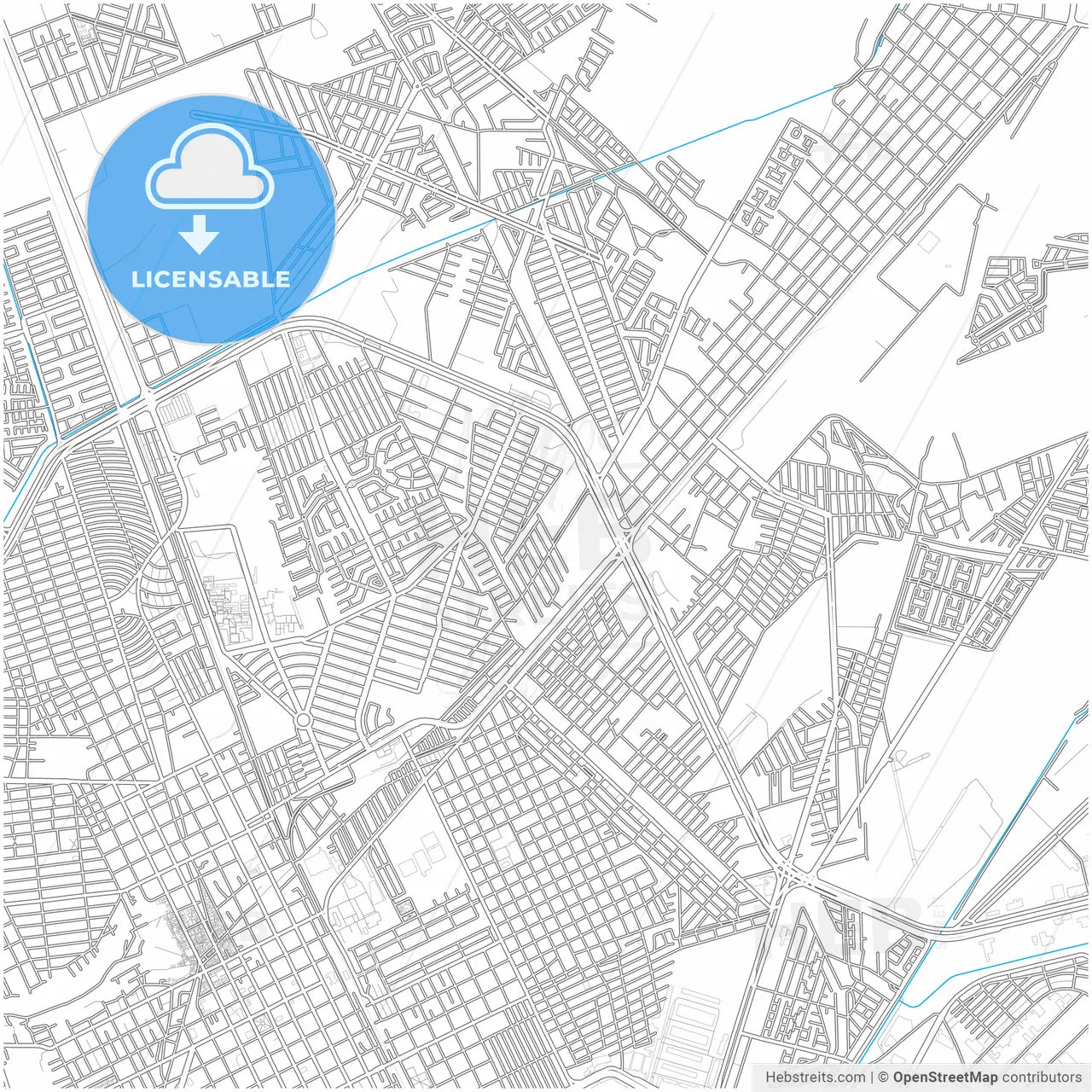 Gómez Palacio, Durango, Mexico, city map with high resolution roads.
