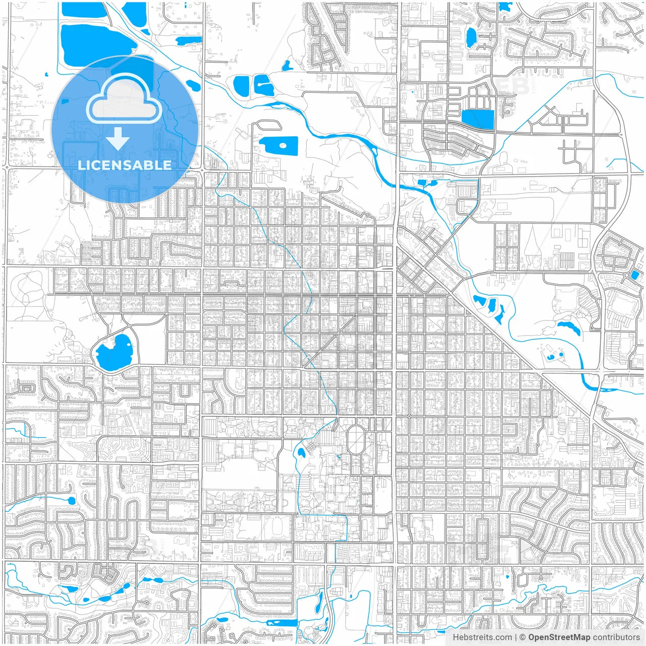 Fort Collins, Colorado, United States, city map with high resolution roads.