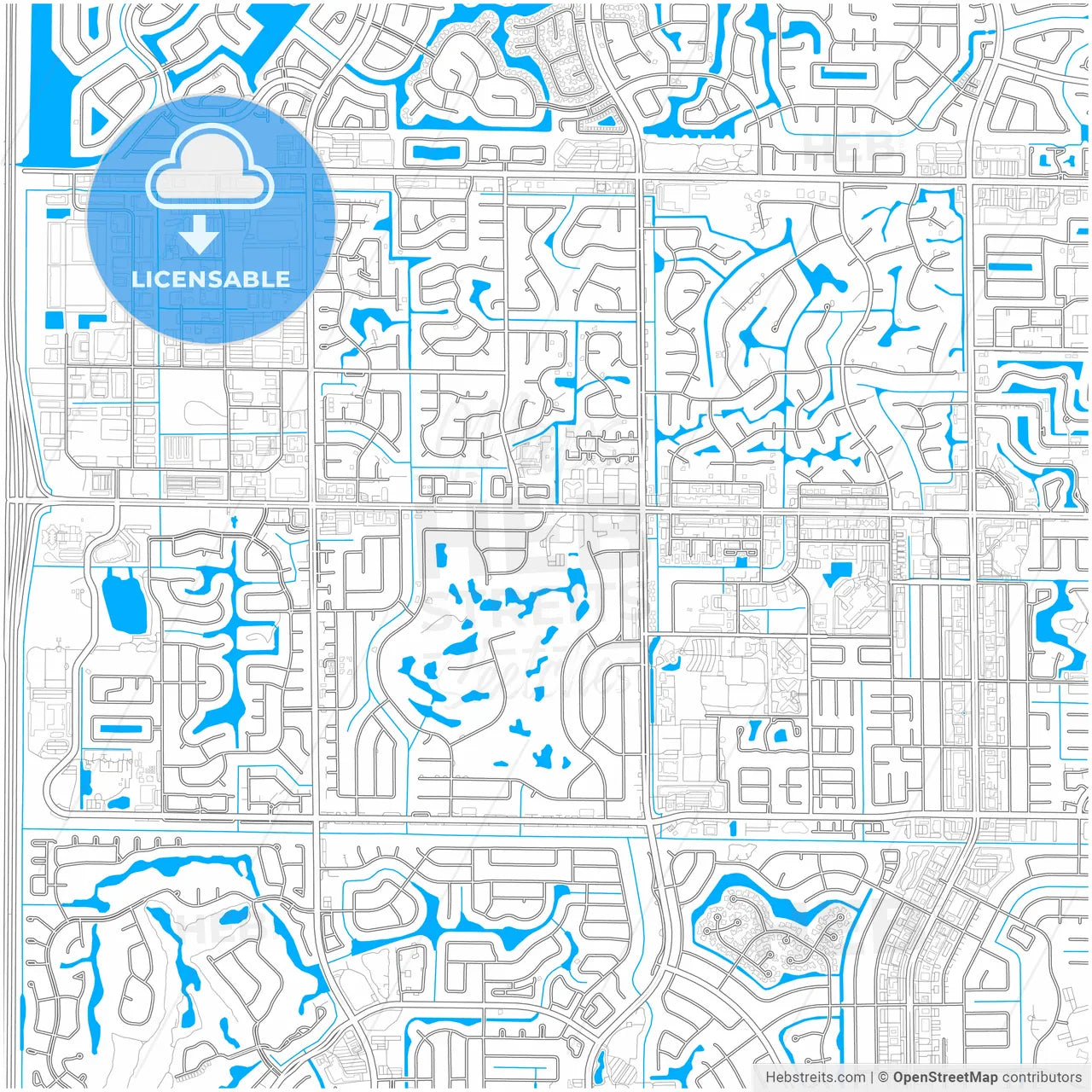 Coral Springs, Florida, United States, city map with high resolution roads.