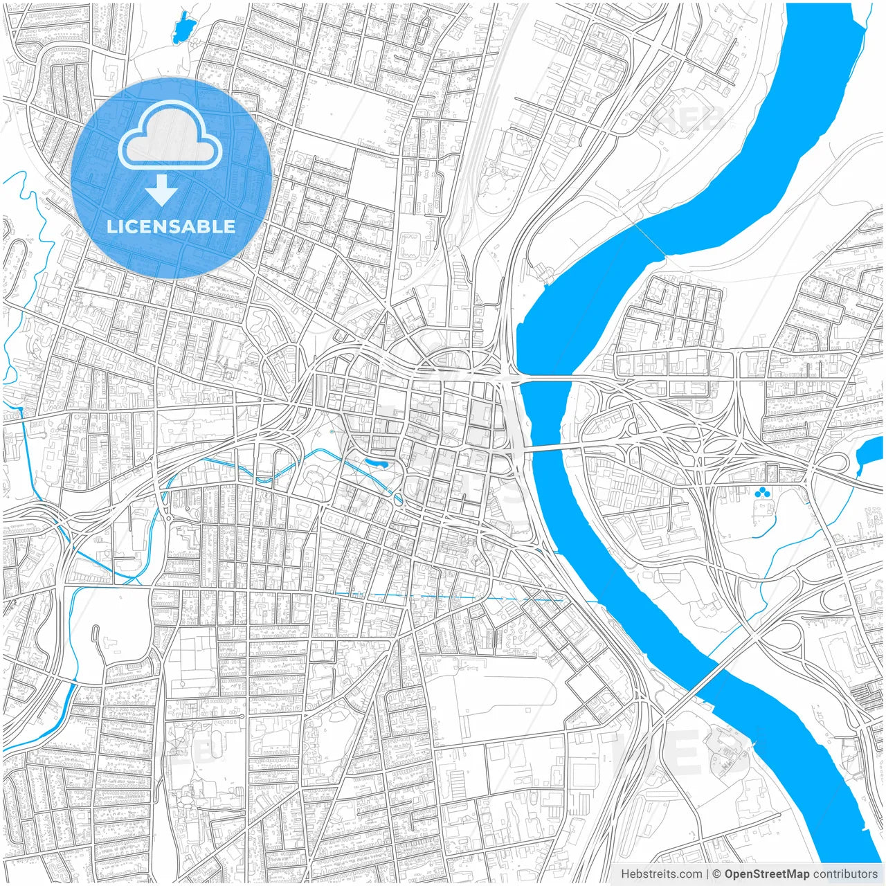 Hartford, Connecticut, United States, city map with high resolution roads.