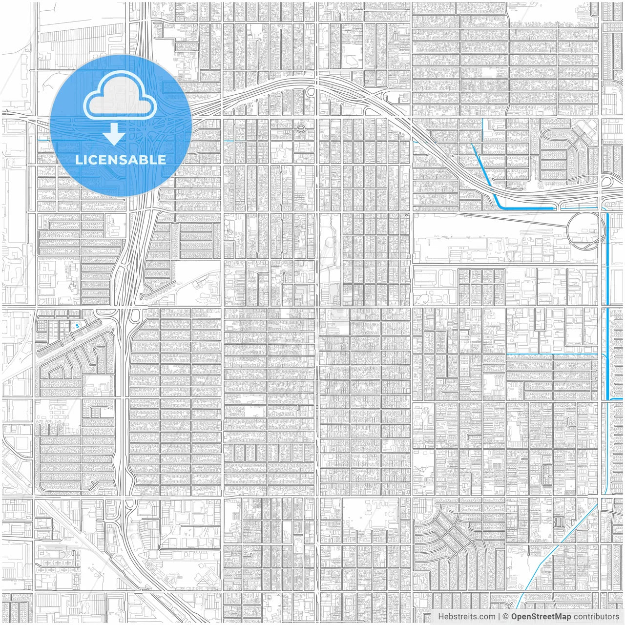 Hawthorne, California, United States, city map with high resolution roads.