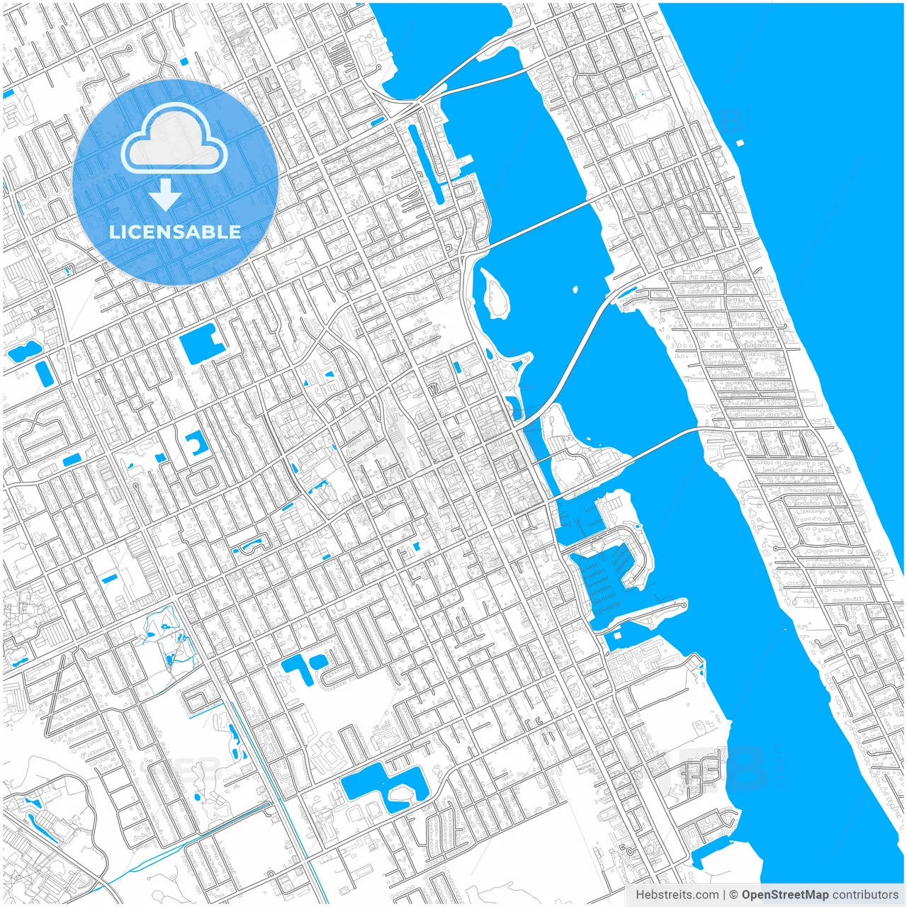 Daytona Beach, Florida, United States, city map with high resolution roads.