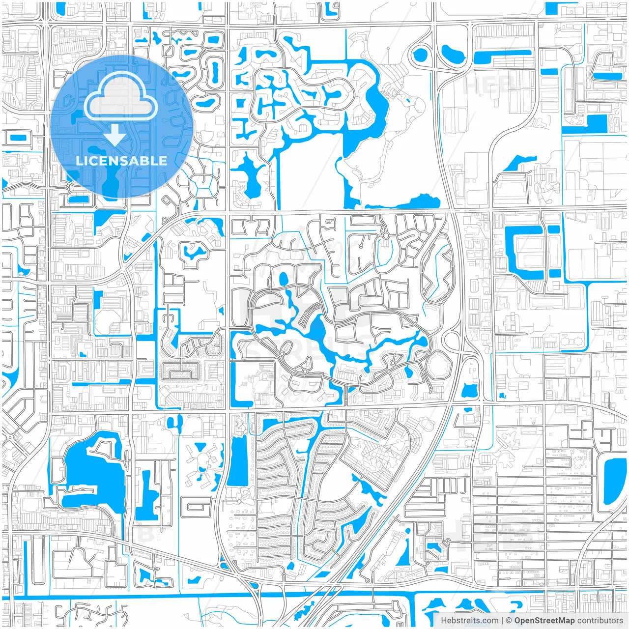 Coconut Creek, Florida, United States, city map with high resolution roads.