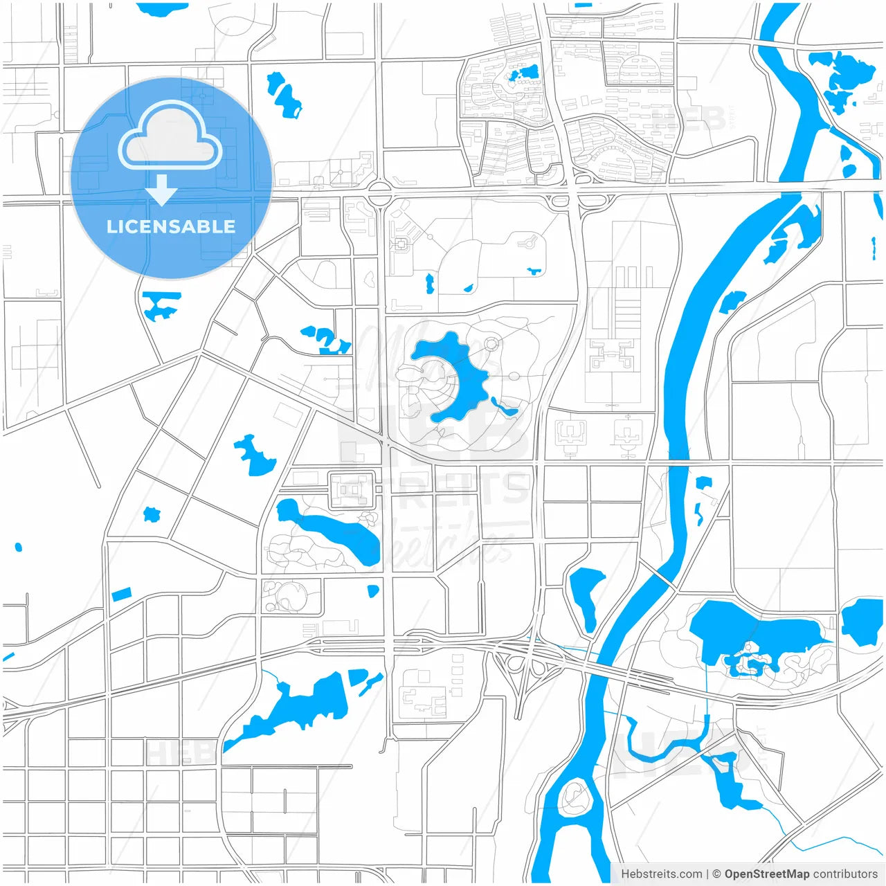 Changchun, Jilin, China, city map with high resolution roads.