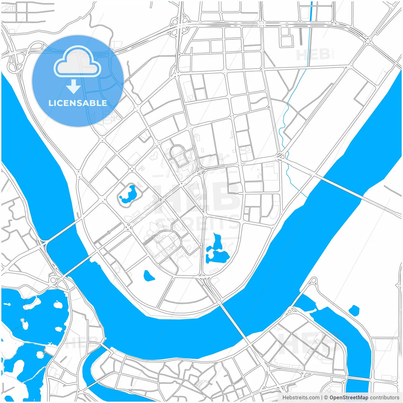 Huizhou, Guangdong, China, city map with high resolution roads.