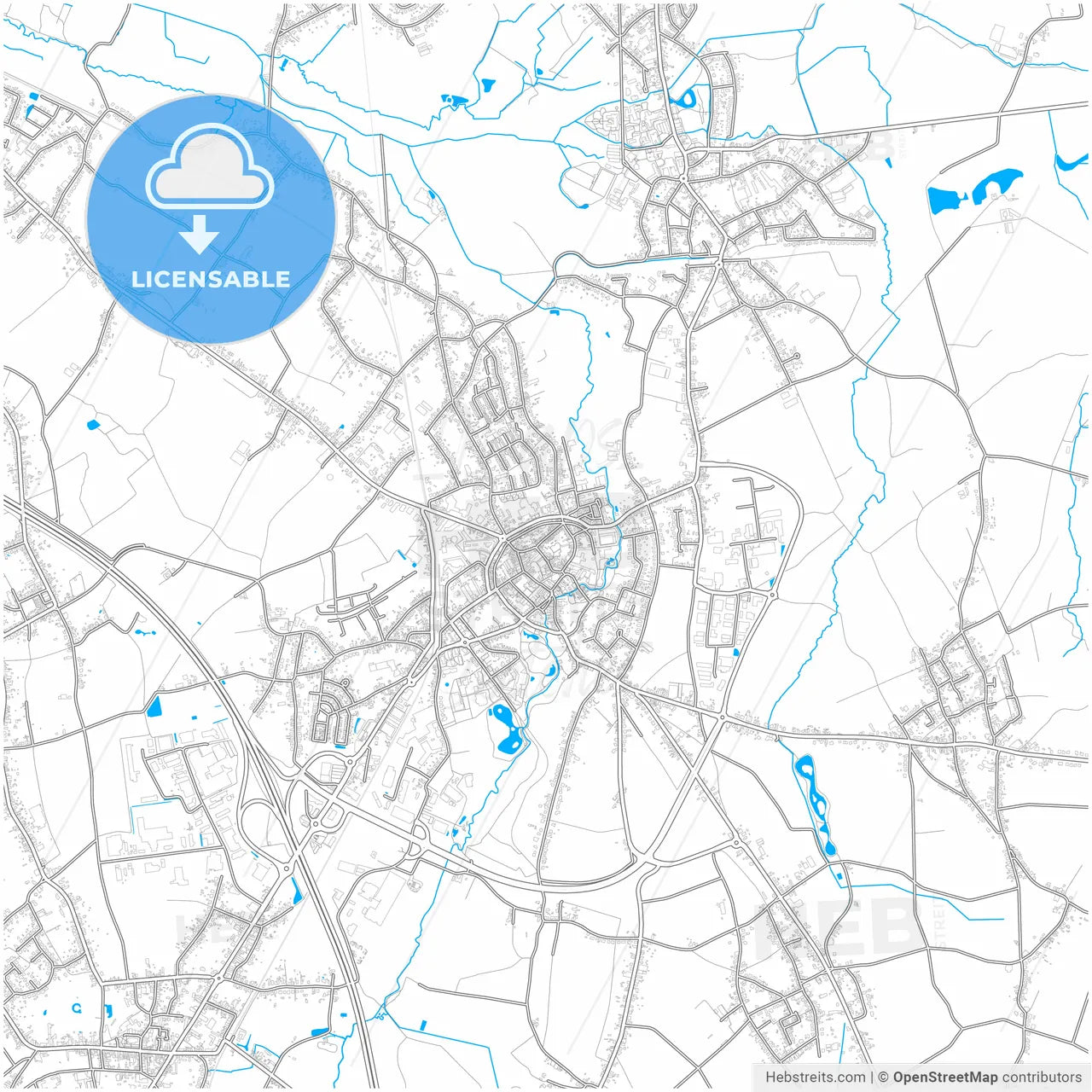 Bilzen, Limburg, Belgium, city map with high resolution roads.