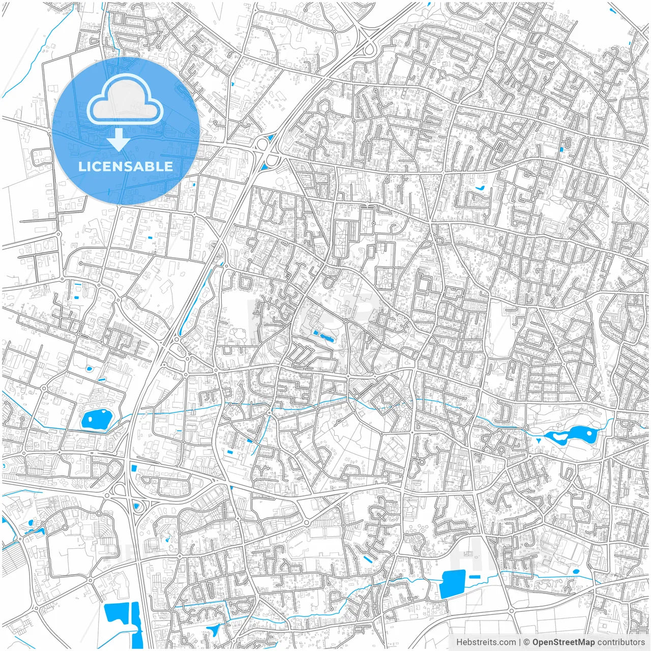Mérignac, Gironde, France, city map with high resolution roads.