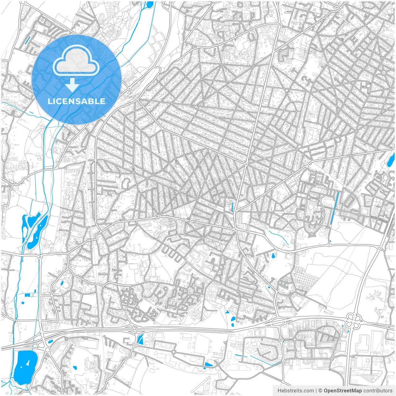 Sainte-Geneviève-des-Bois, Essonne, France, city map with high resolution roads.