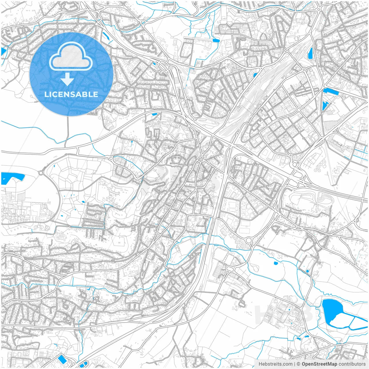 Palaiseau, Essonne, France, city map with high resolution roads.