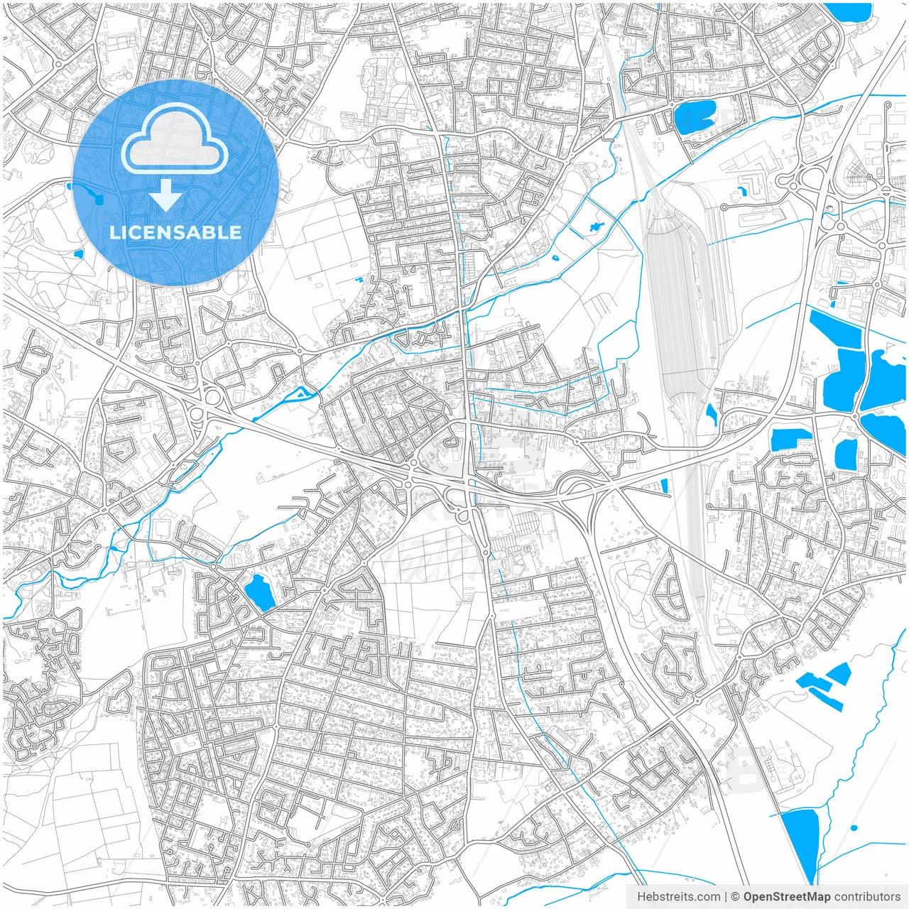 Villenave-d Ornon, Gironde, France, city map with high resolution roads.