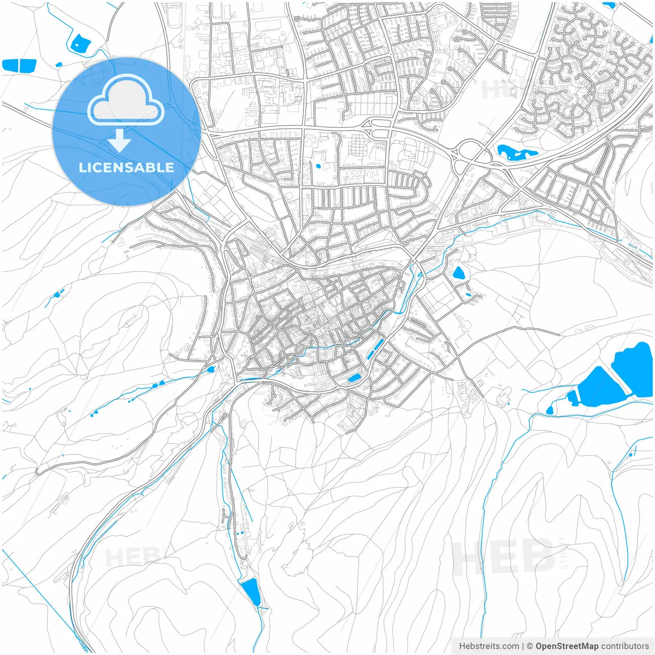 Goslar, Lower Saxony, Germany, city map with high resolution roads.