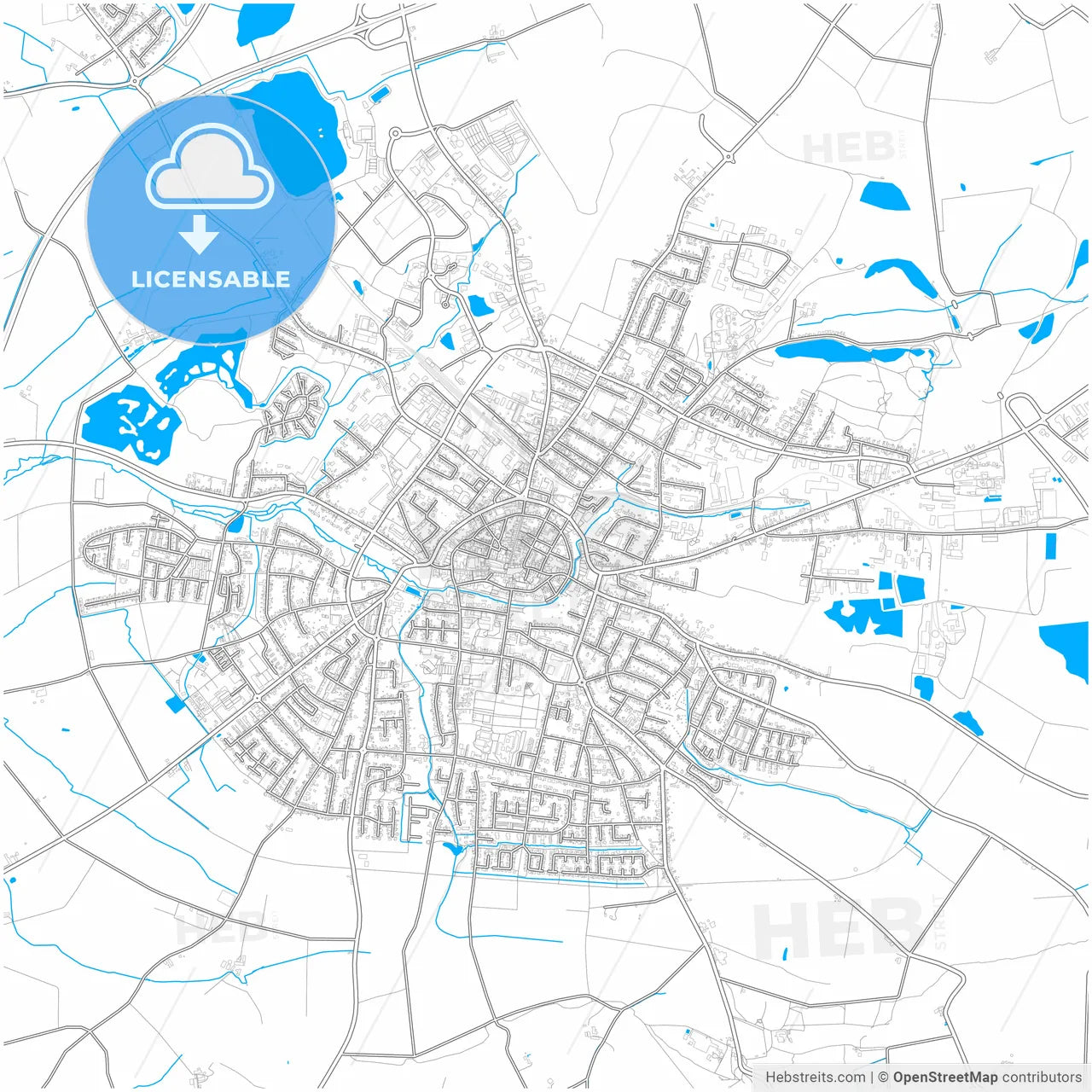 Beckum, North Rhine-Westphalia, Germany, city map with high resolution roads.
