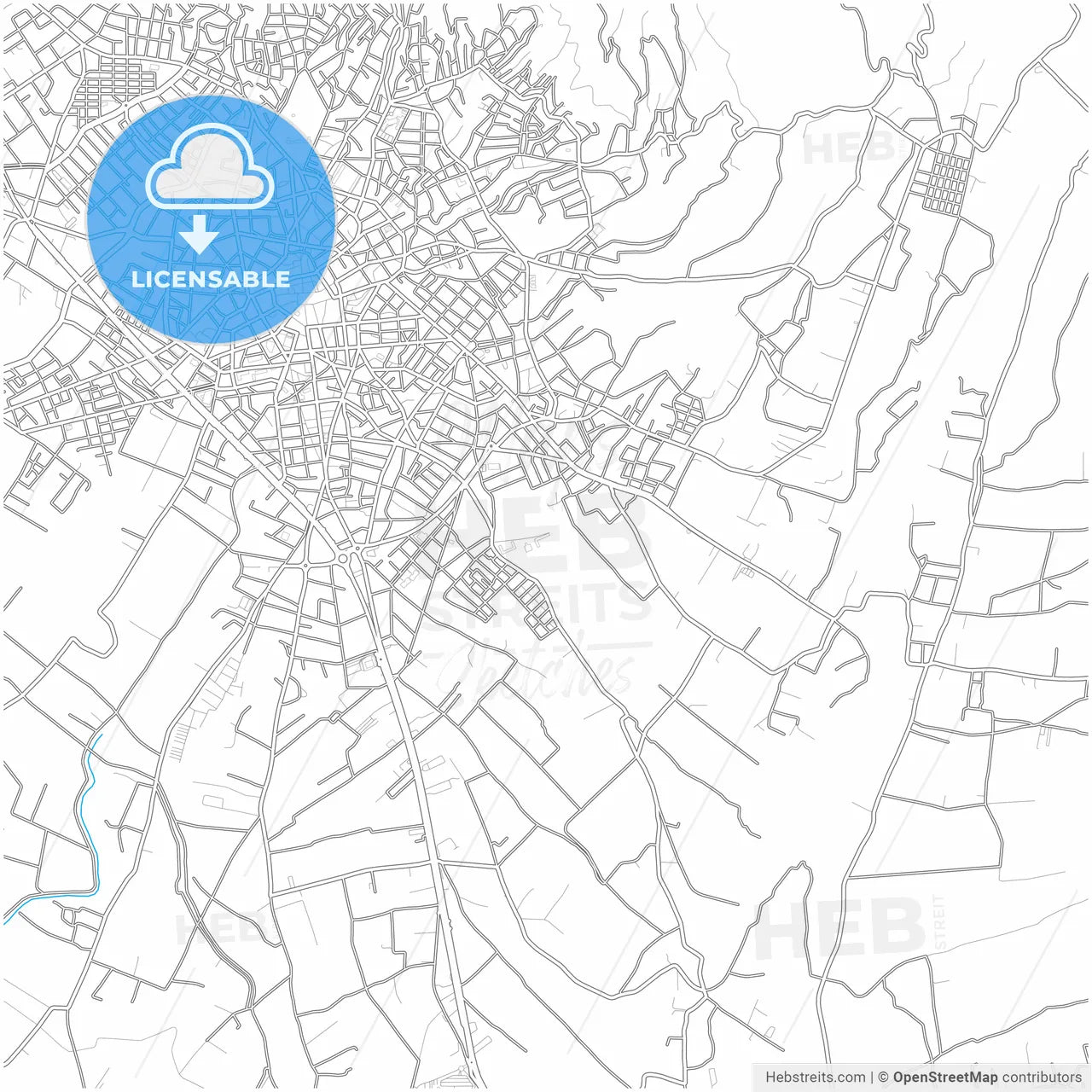 Agrinio, Western Greece, Greece, city map with high resolution roads.