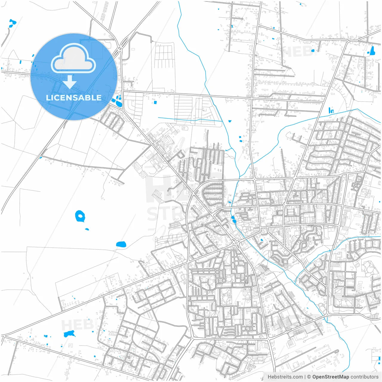 Bełchatów, Łódź, Poland, city map with high resolution roads.