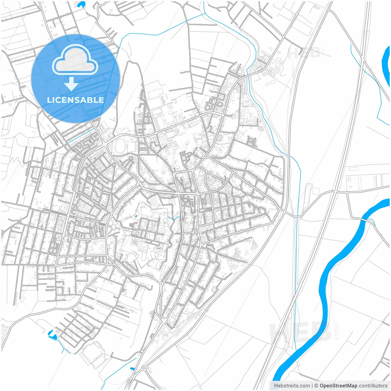 Alba Iulia, Alba, Romania, city map with high resolution roads.