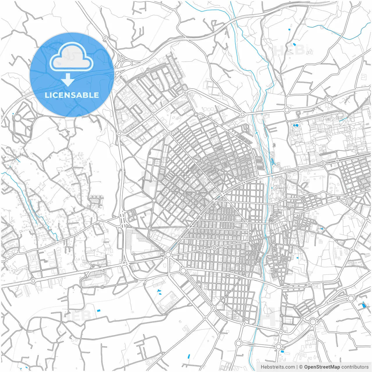 Elche, Alicante, Spain, city map with high resolution roads.