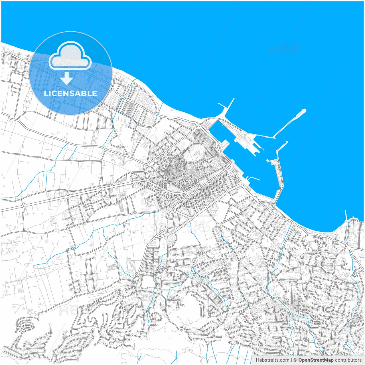 Denia, Alicante, Spain, City Map With High Resolution Roads. – HEBSTREITS