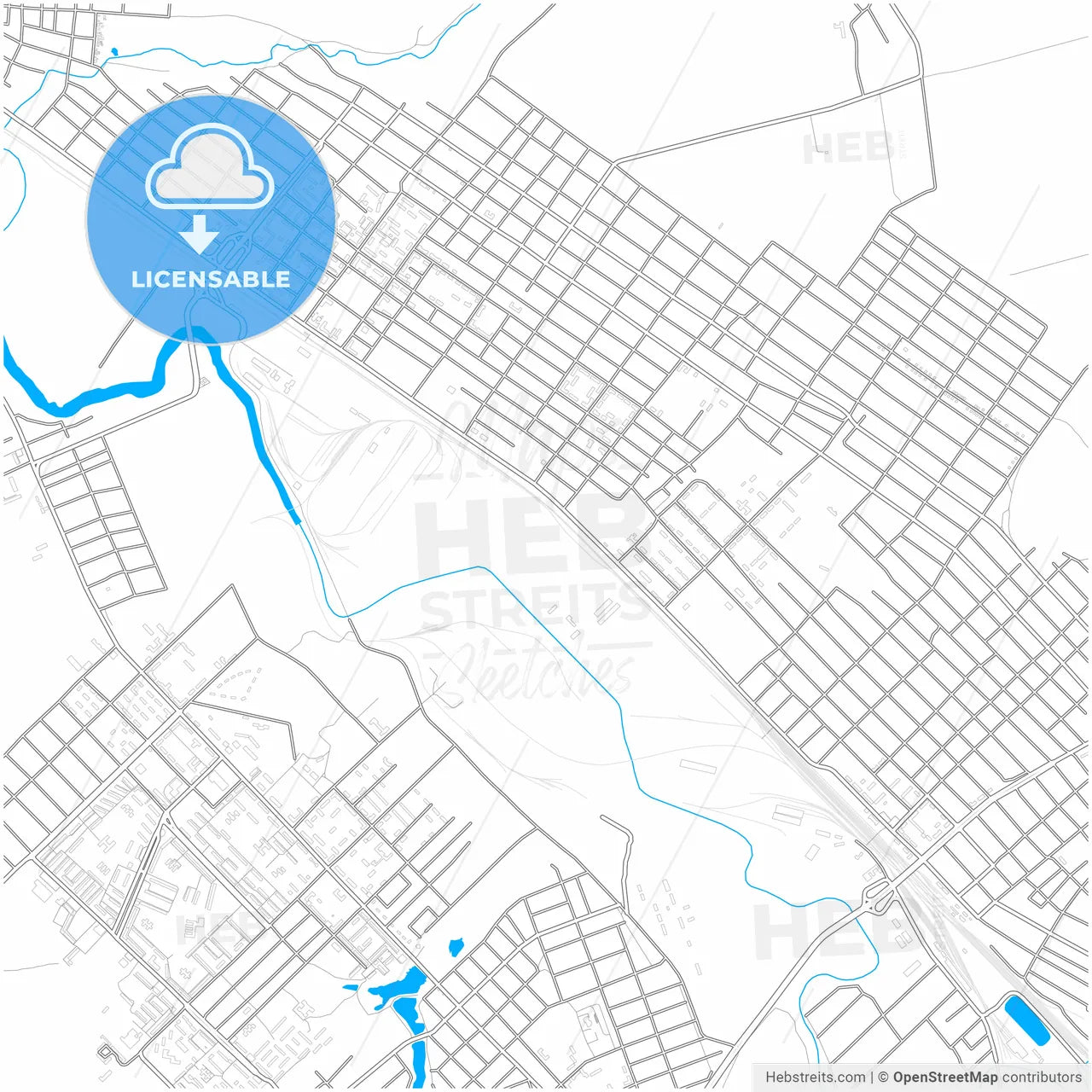 Kostiantynivka, Donetsk Oblast, Ukraine, city map with high resolution roads.