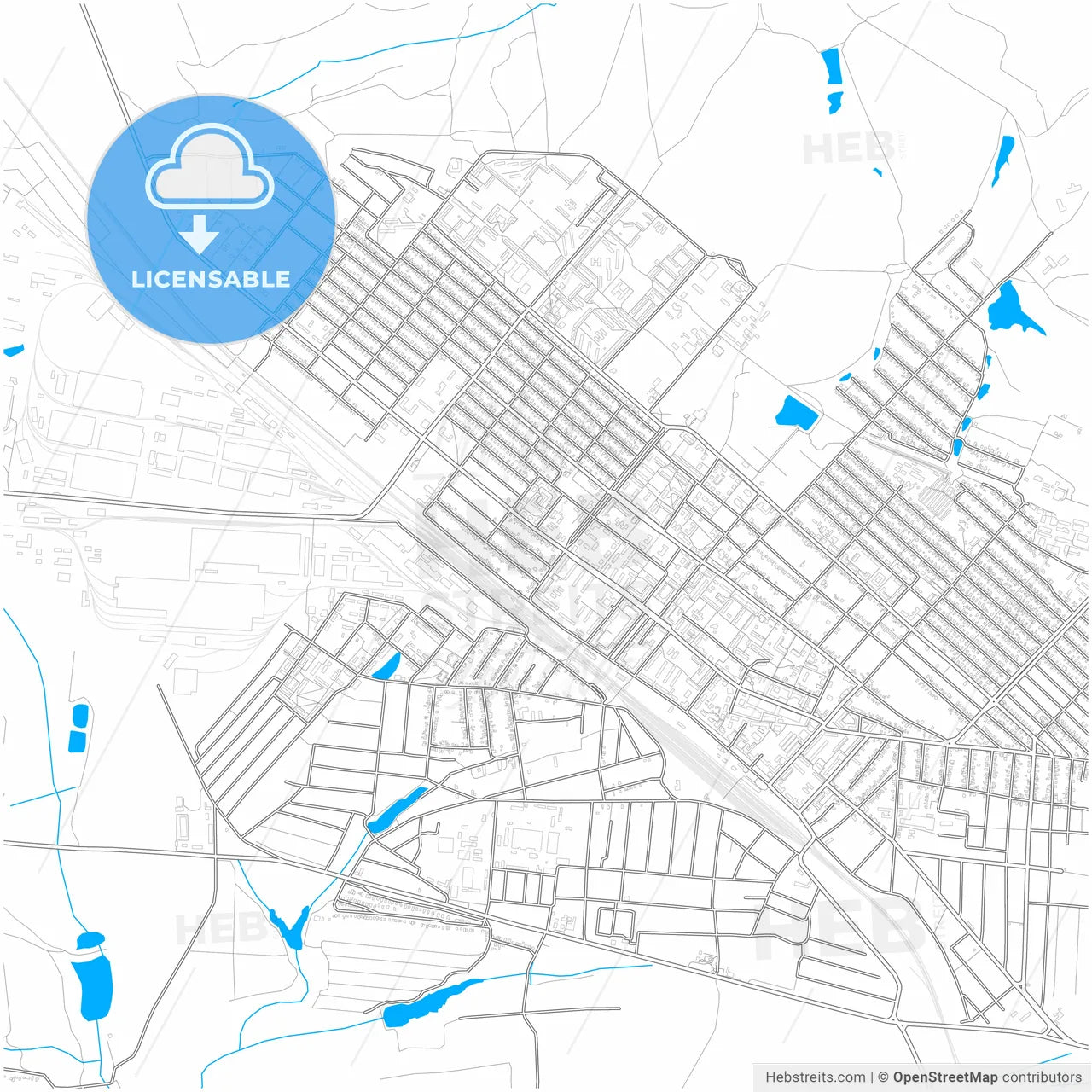 Khartsyzk, Donetsk Oblast, Ukraine, city map with high resolution roads.