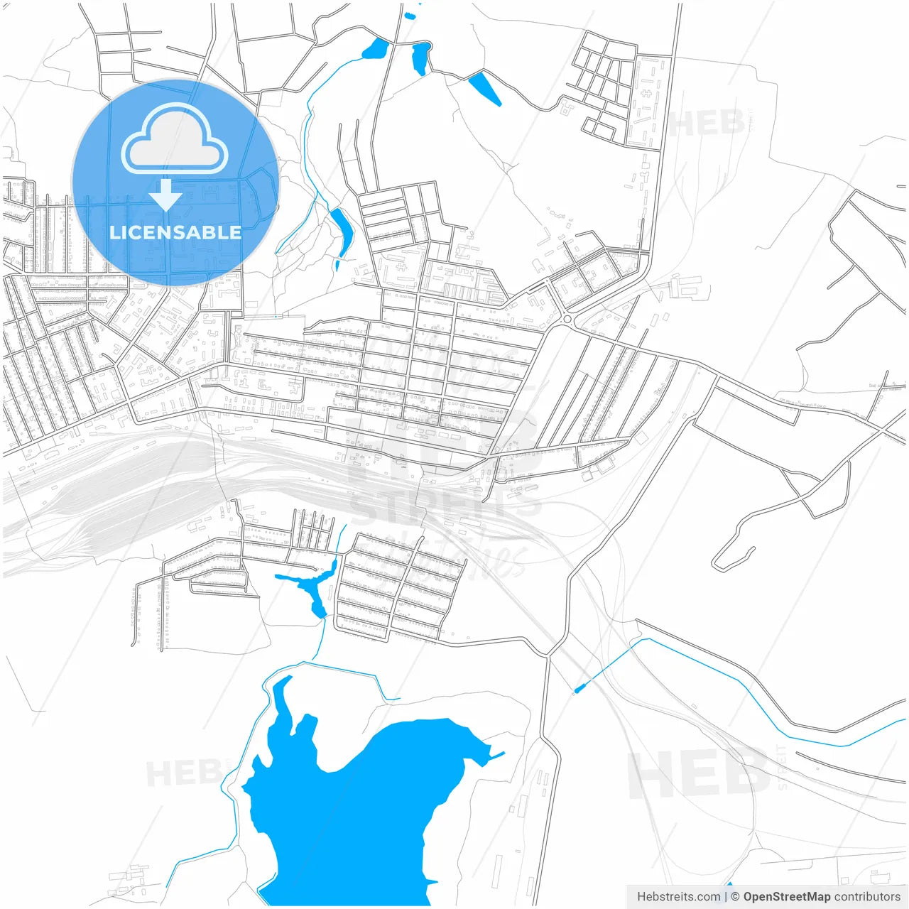 Yasynuvata, Donetsk Oblast, Ukraine, city map with high resolution roads.