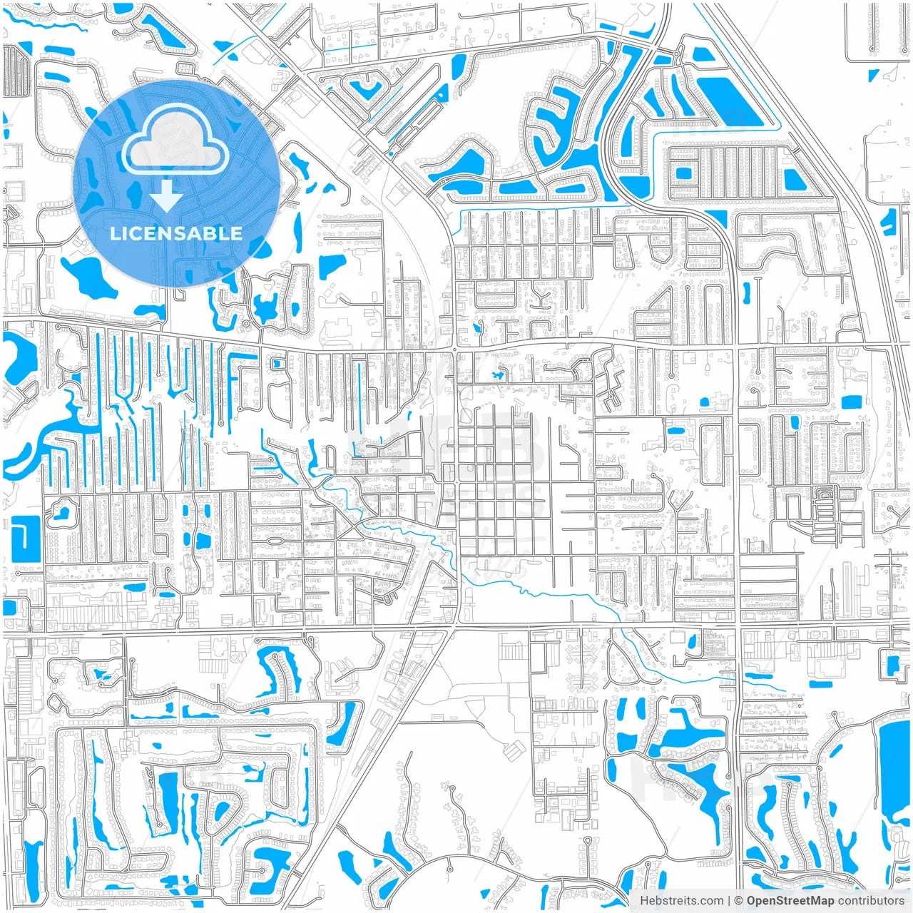 Bonita Springs, Florida, United States, city map with high resolution roads.