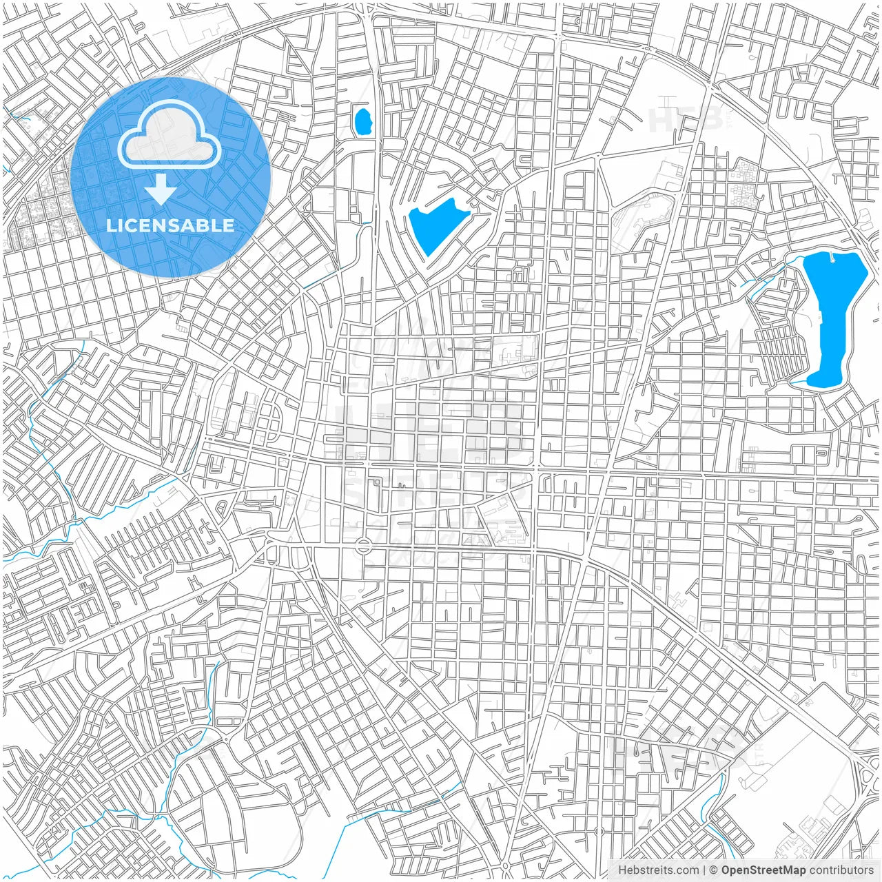 Feira de Santana, Brazil, city map with high resolution roads.