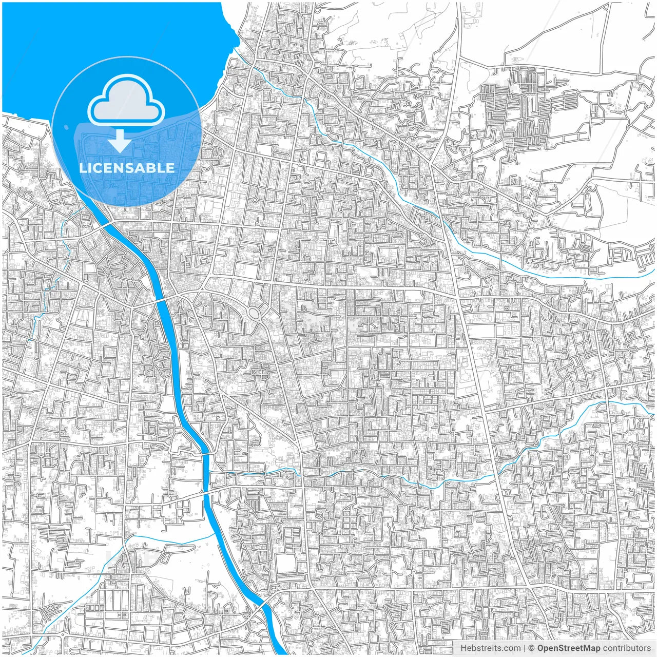 Palu, Central Sulawesi, Indonesia, city map with high resolution roads.
