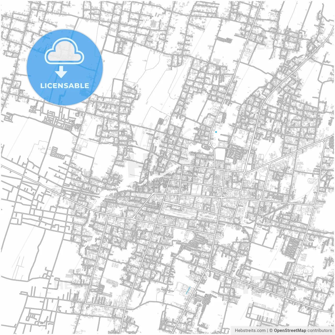 Blitar, East Java, Indonesia, city map with high resolution roads.