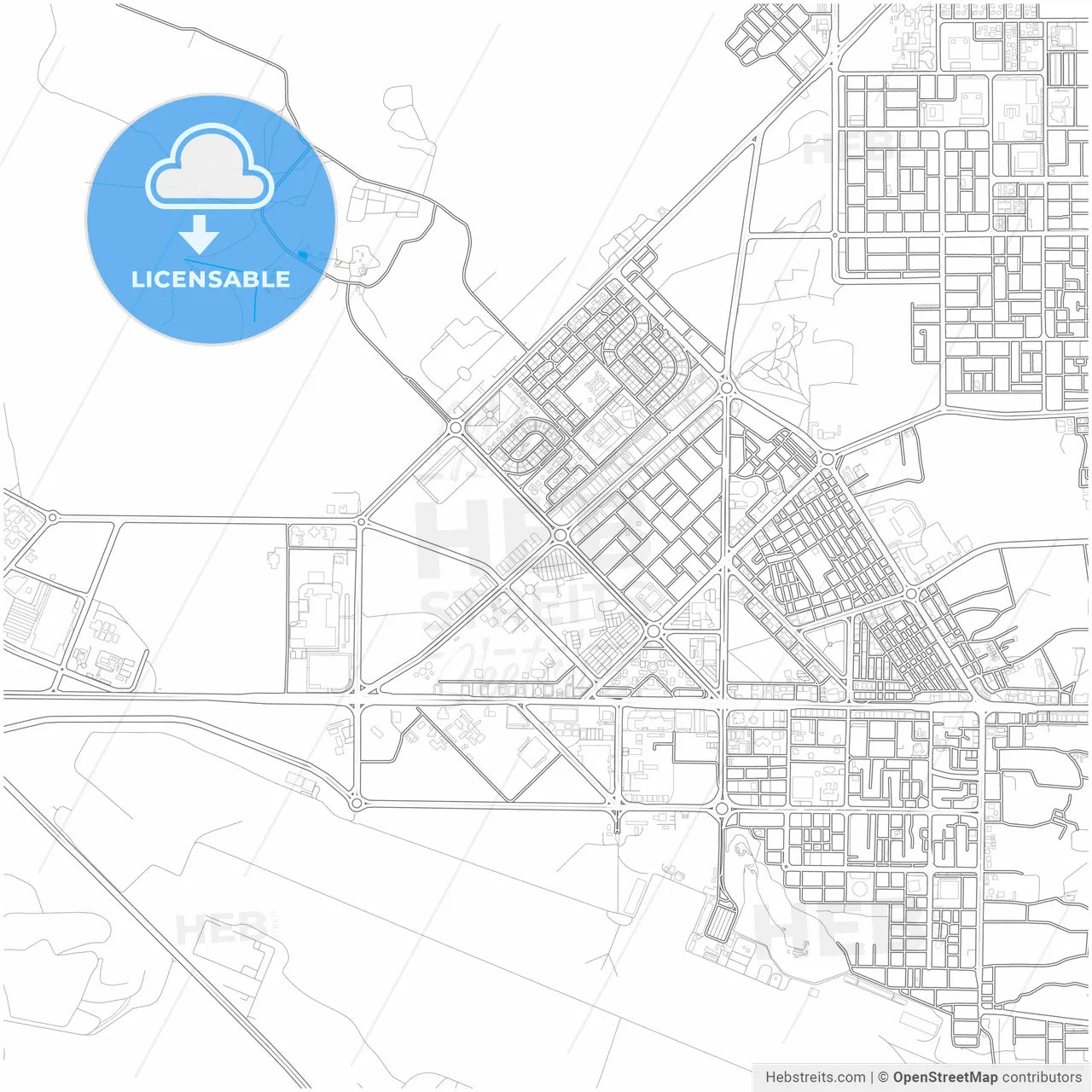 Al Fujairah City , United Arab Emirates, city map with high resolution roads.