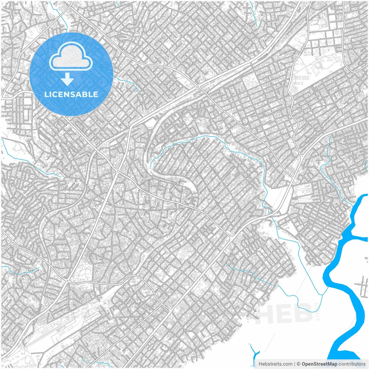Conakry, Guinea, city map with high resolution roads.