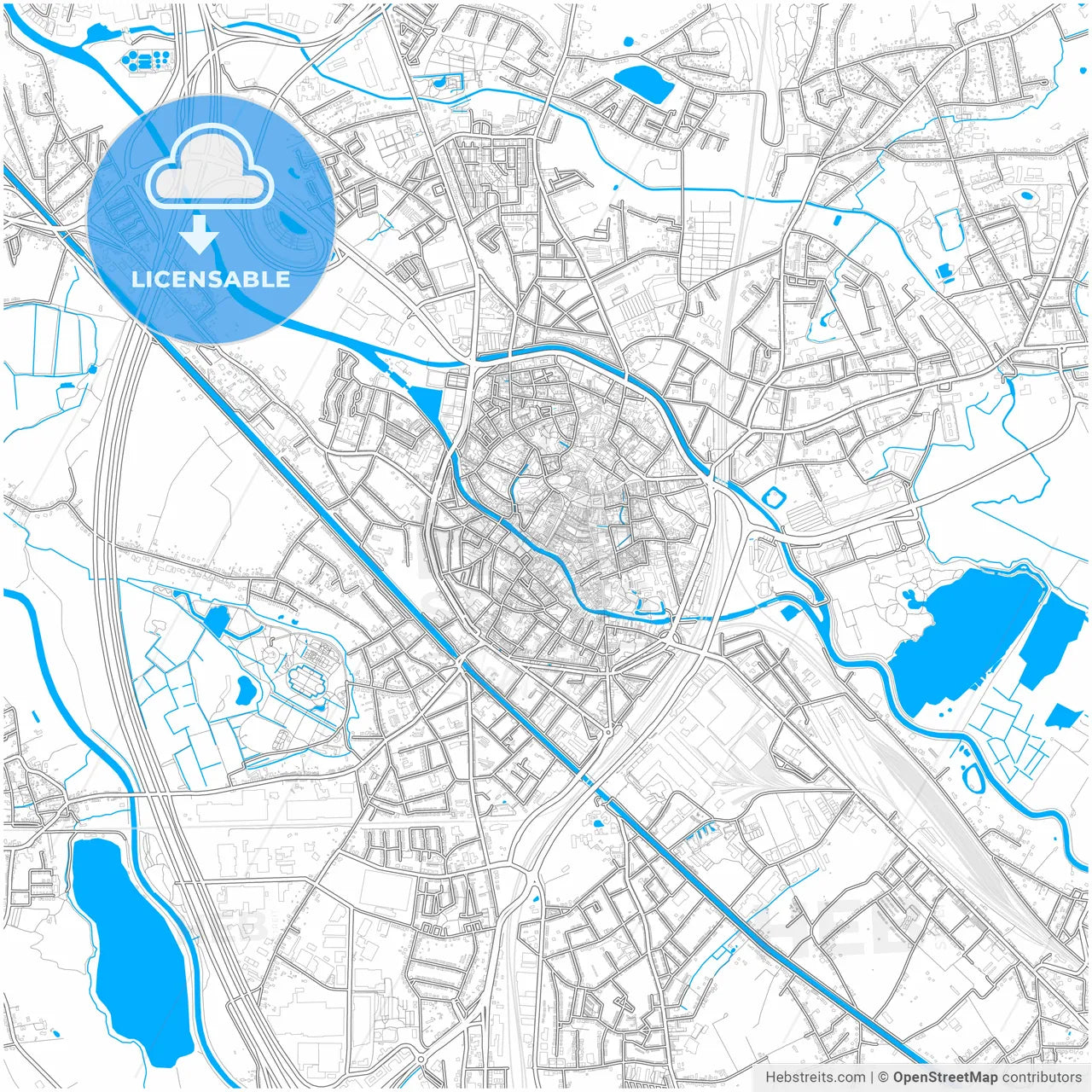 Mechelen, Antwerp, Belgium, city map with high resolution roads.