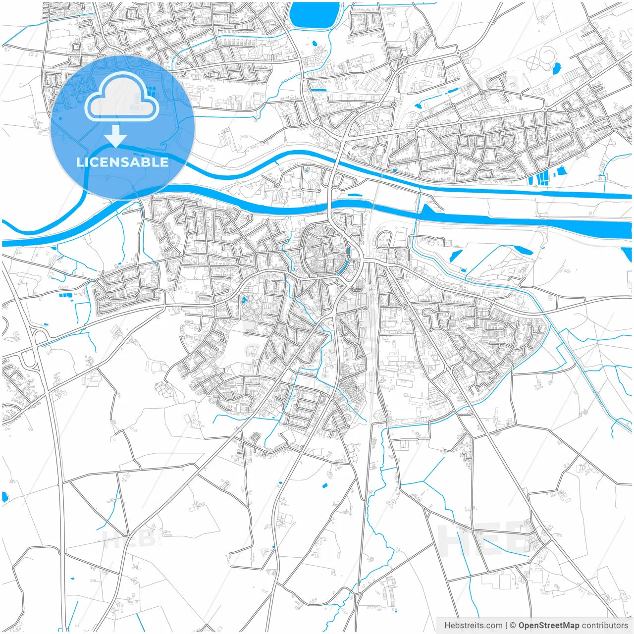 Dorsten, North Rhine-Westphalia, Germany, city map with high resolution roads.