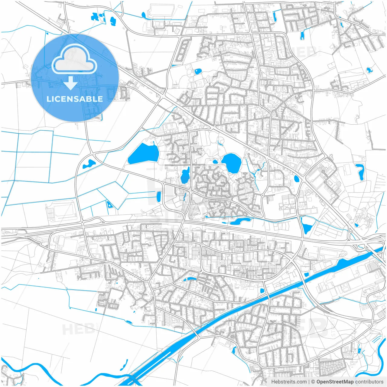 Garbsen, Lower Saxony, Germany, city map with high resolution roads.