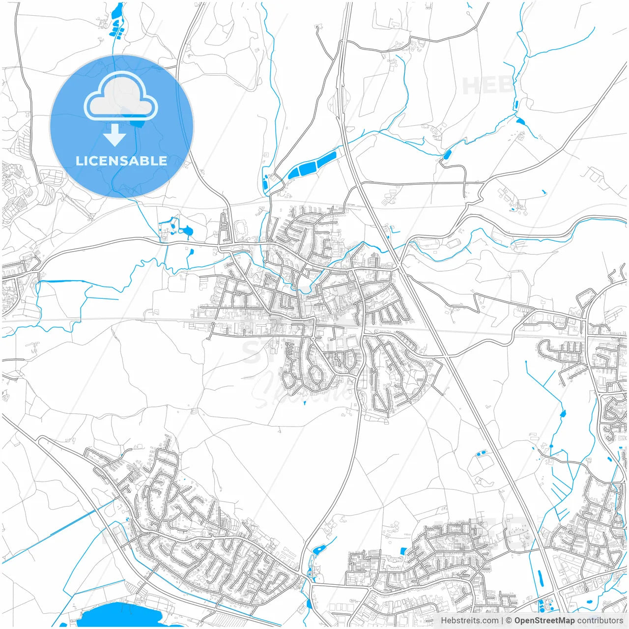 Erkrath, North Rhine-Westphalia, Germany, city map with high resolution roads.