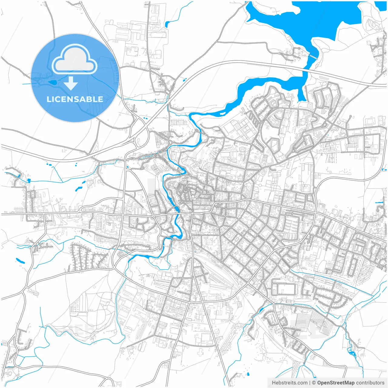 Bautzen, Saxony, Germany, city map with high resolution roads.