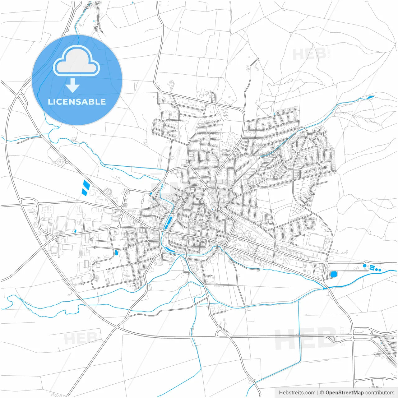 Einbeck, Lower Saxony, Germany, city map with high resolution roads.