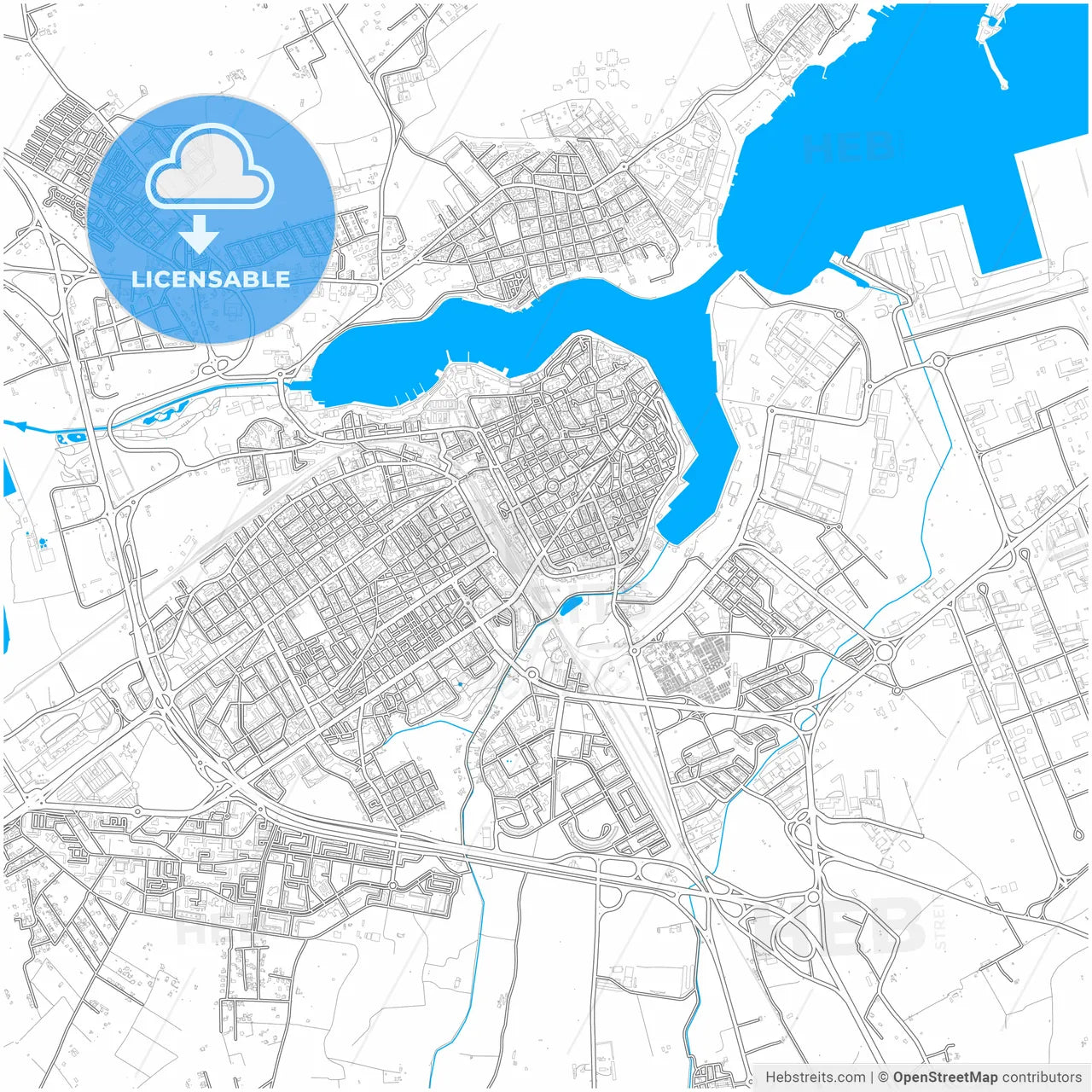 Brindisi, Apulia, Italy, city map with high resolution roads.