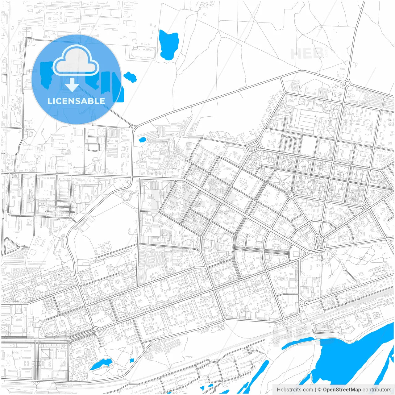 Dzerzhinsk, Nizhny Novgorod Oblast, Russia, city map with high resolution roads.