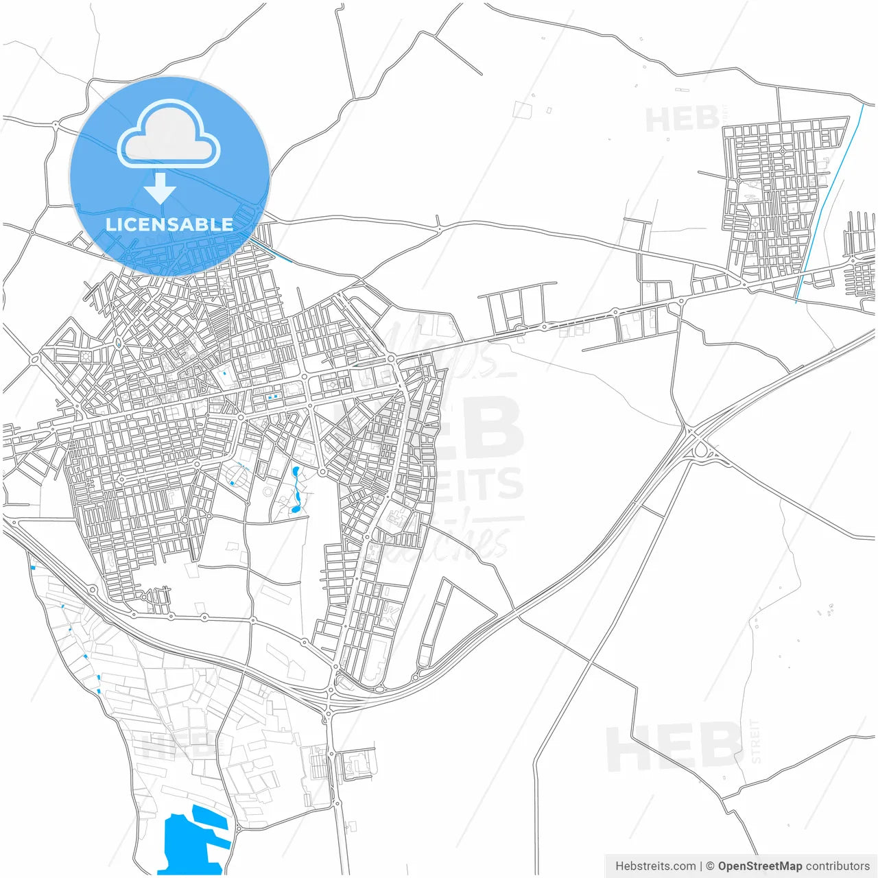El Ejido, Almería, Spain, city map with high resolution roads.
