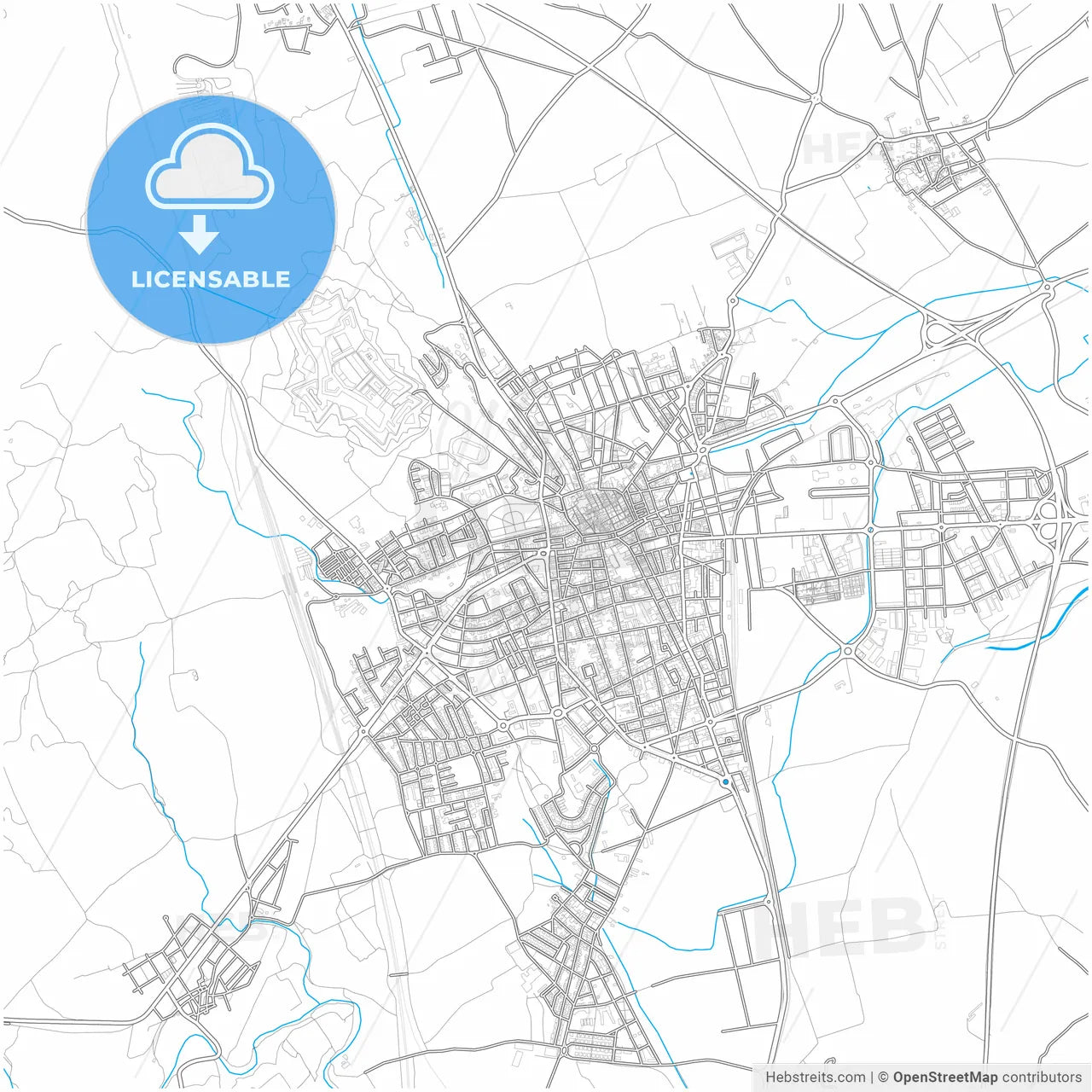 Figueres, Girona, Spain, city map with high resolution roads.