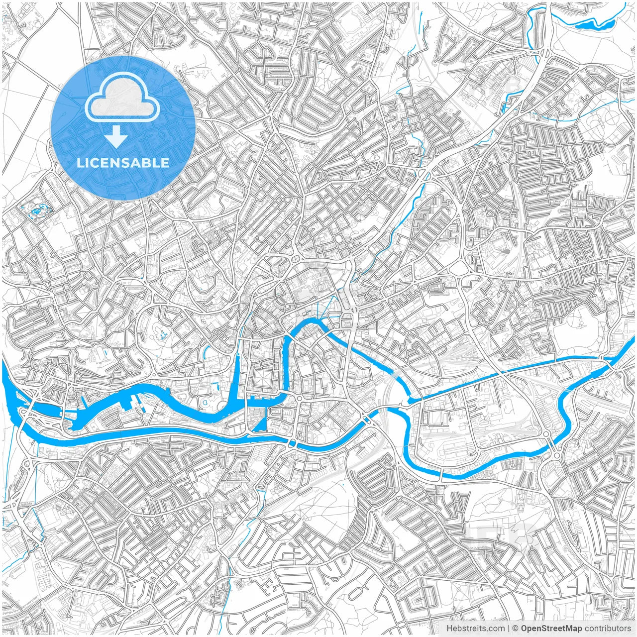 Bristol, South West England, England, city map with high resolution roads.